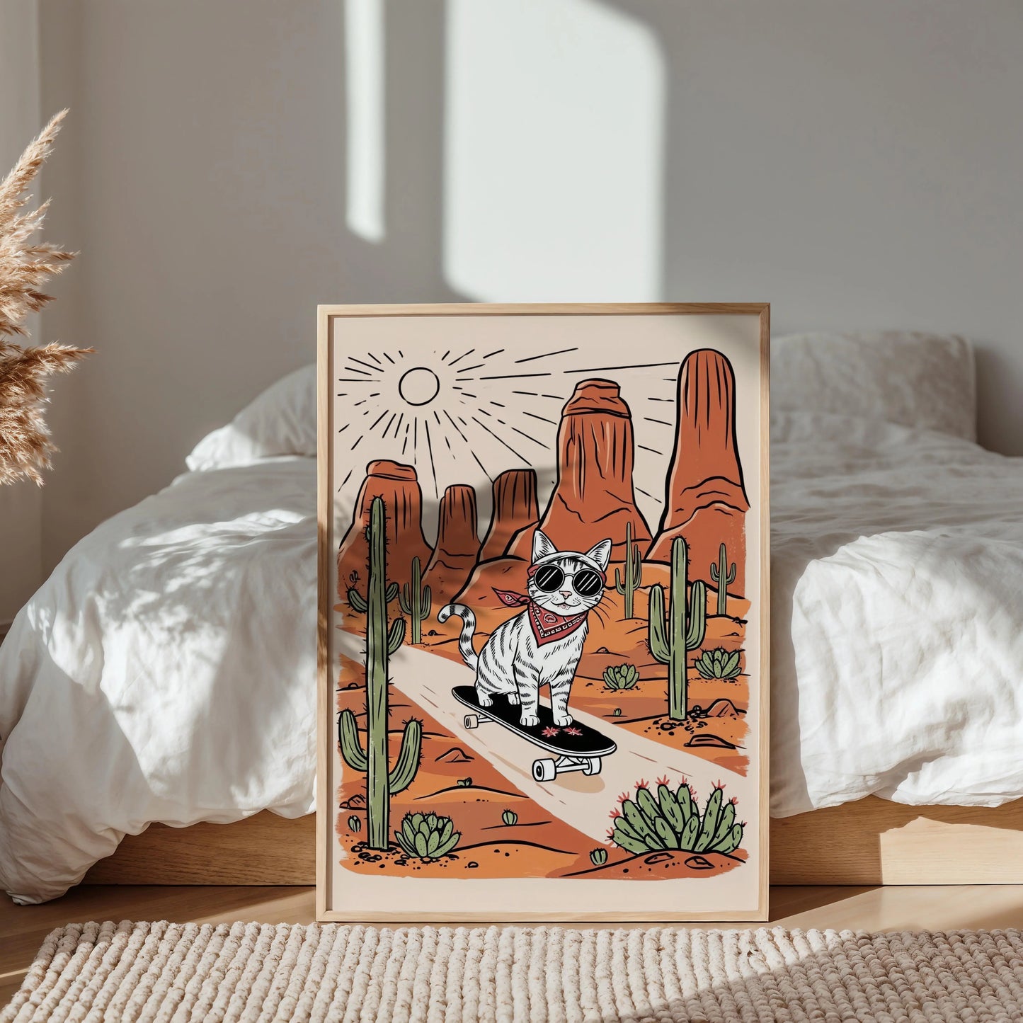 Desert Skating Cat Print - Nine Lives Tribe