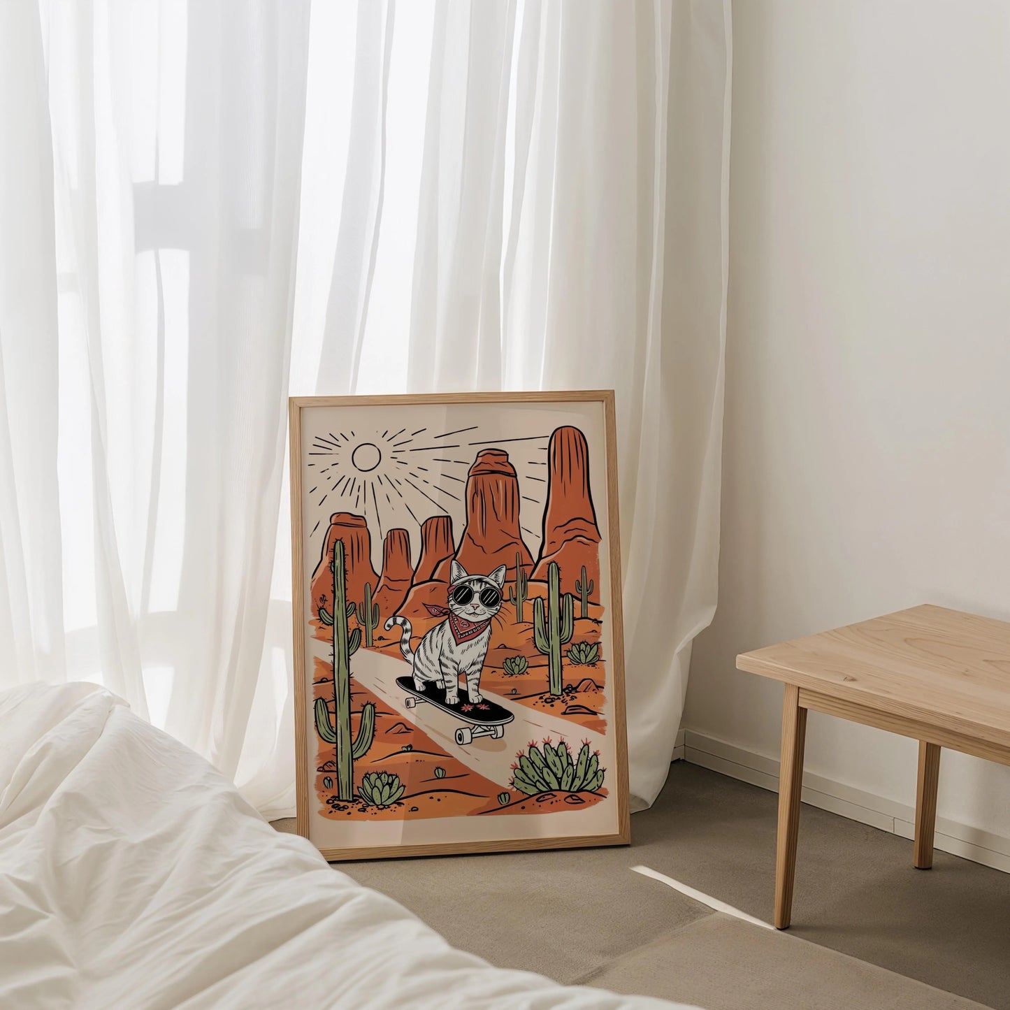 Desert Skating Cat Print - Nine Lives Tribe