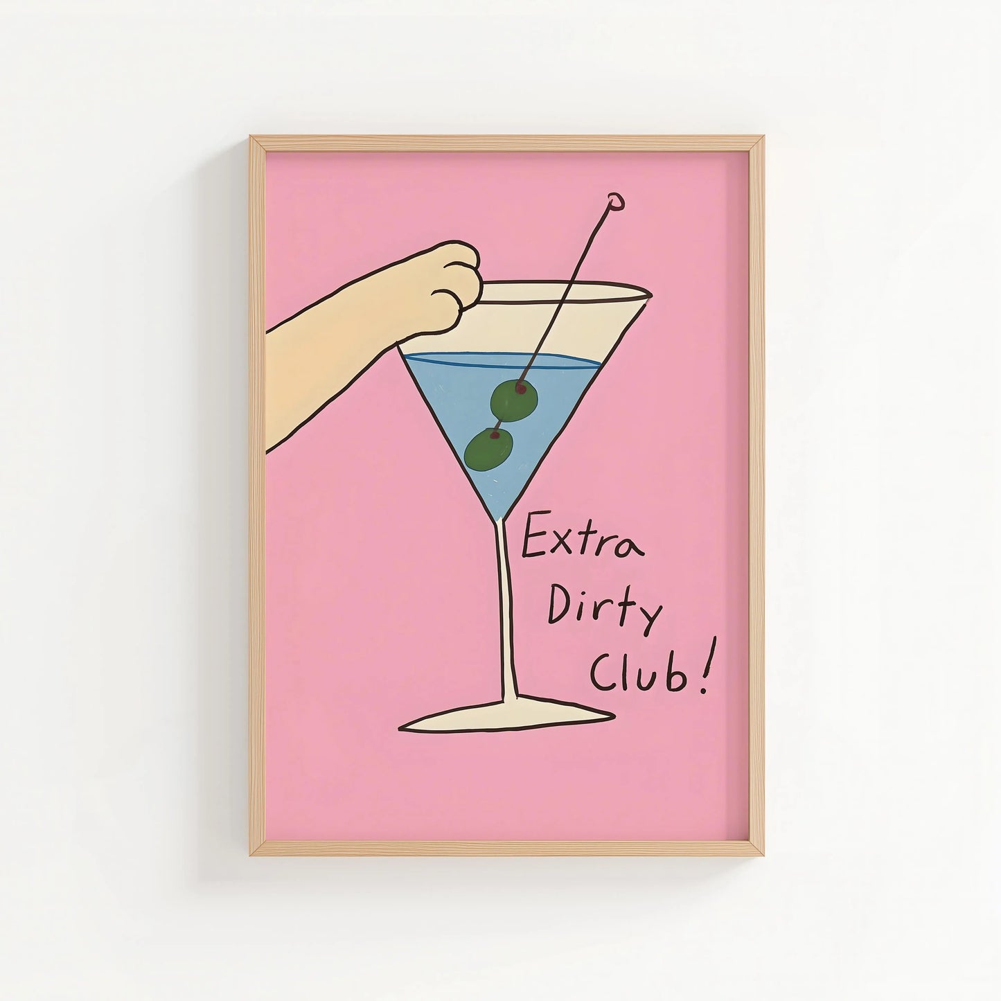 Pink Extra Dirty Club Print | Cat wall art by Nine Lives Tribe