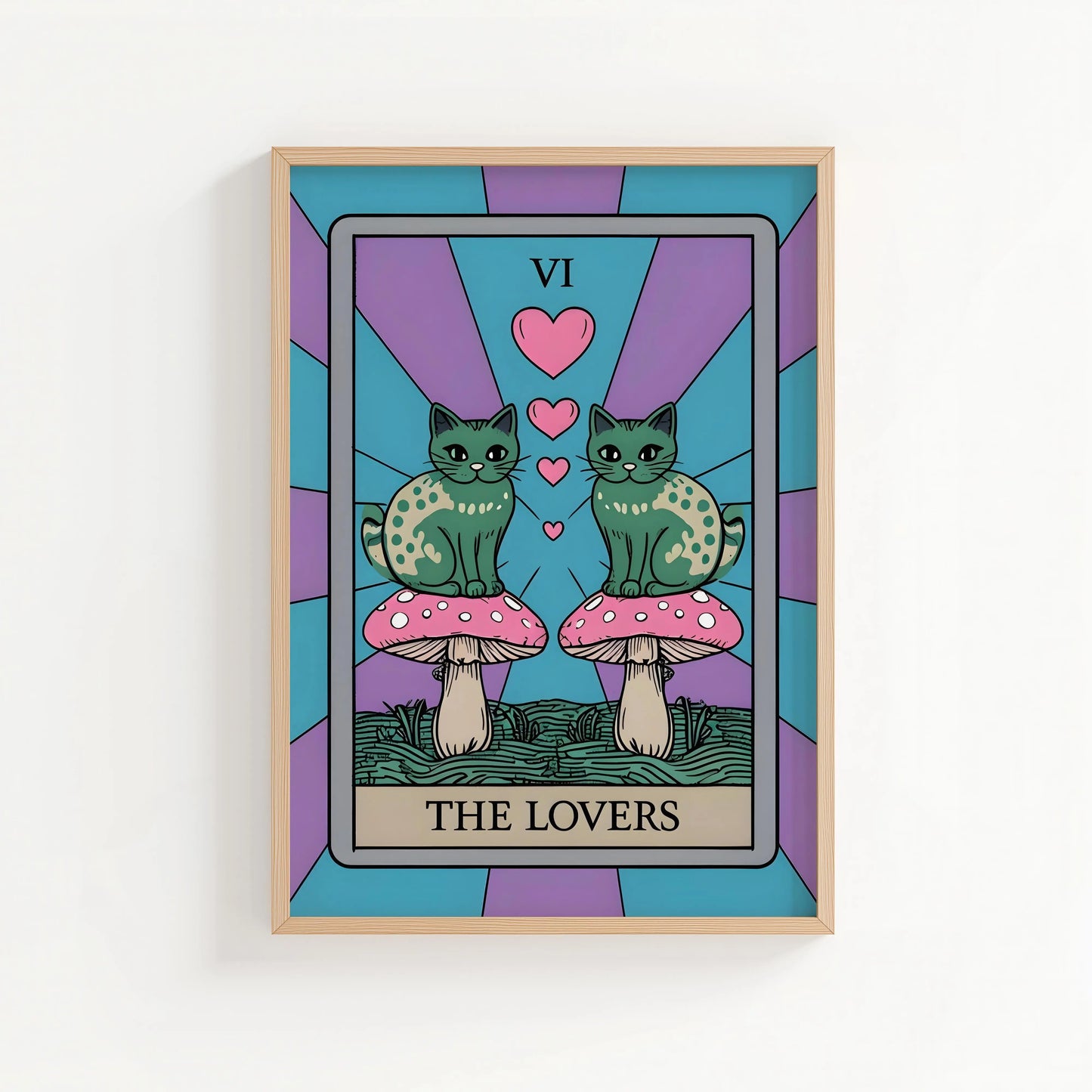 The Lovers Tarot Card Print | Cat wall art by Nine Lives Tribe