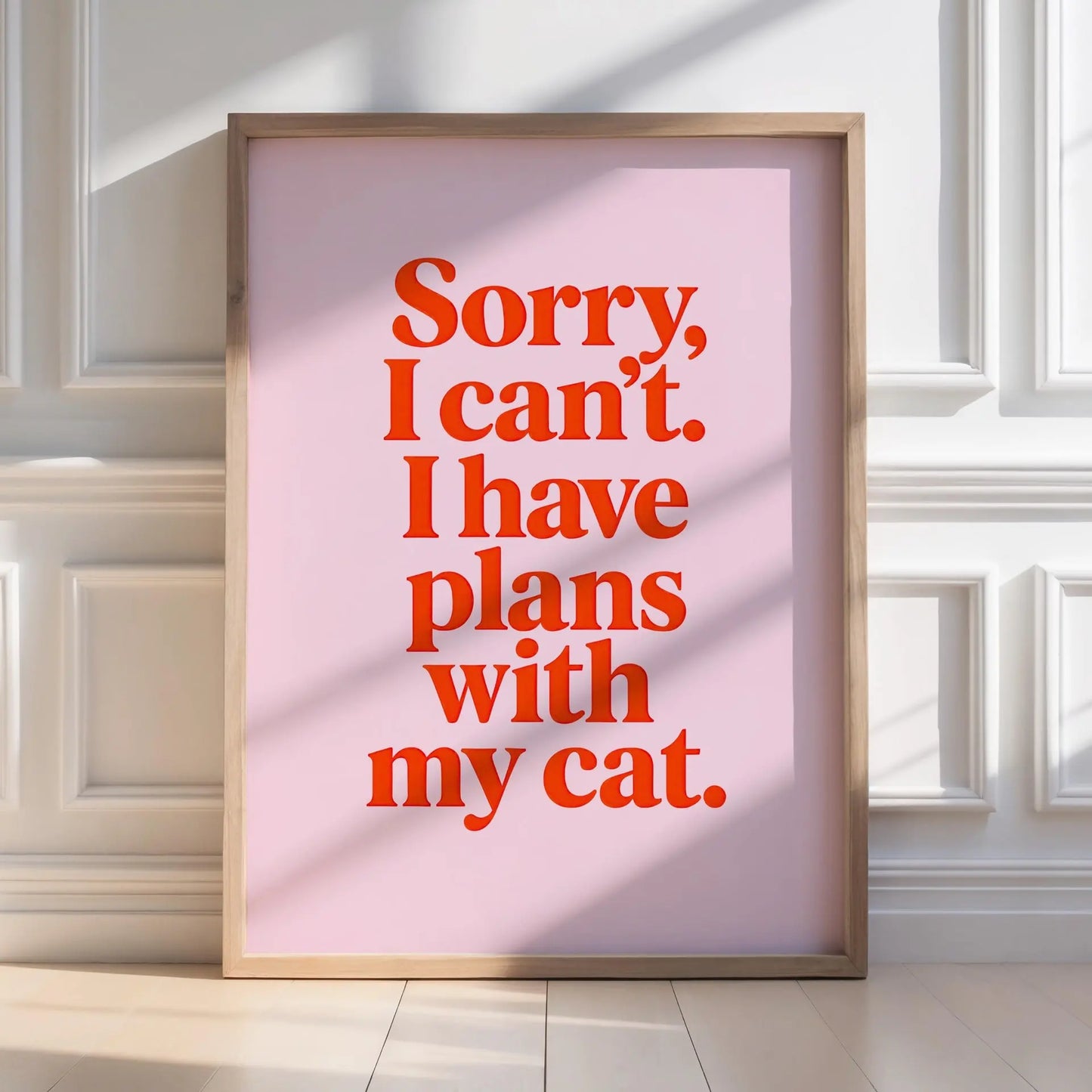 Plans with My Cat Print (pink) | Cat wall art by Nine Lives Tribe