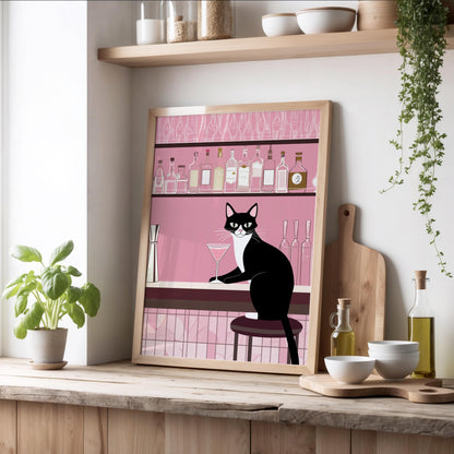 Martini Meow Print | Cat wall art by Nine Lives Tribe