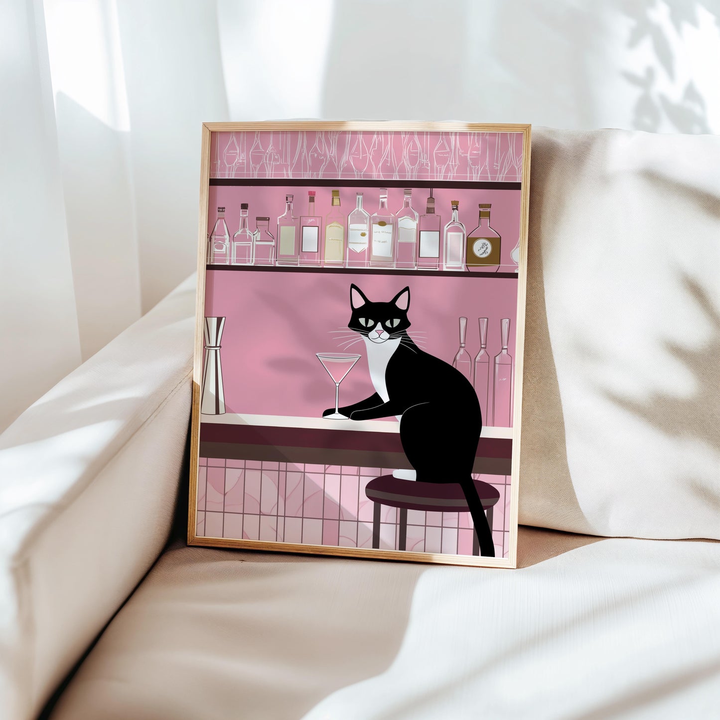 Martini Meow Print | Cat wall art by Nine Lives Tribe