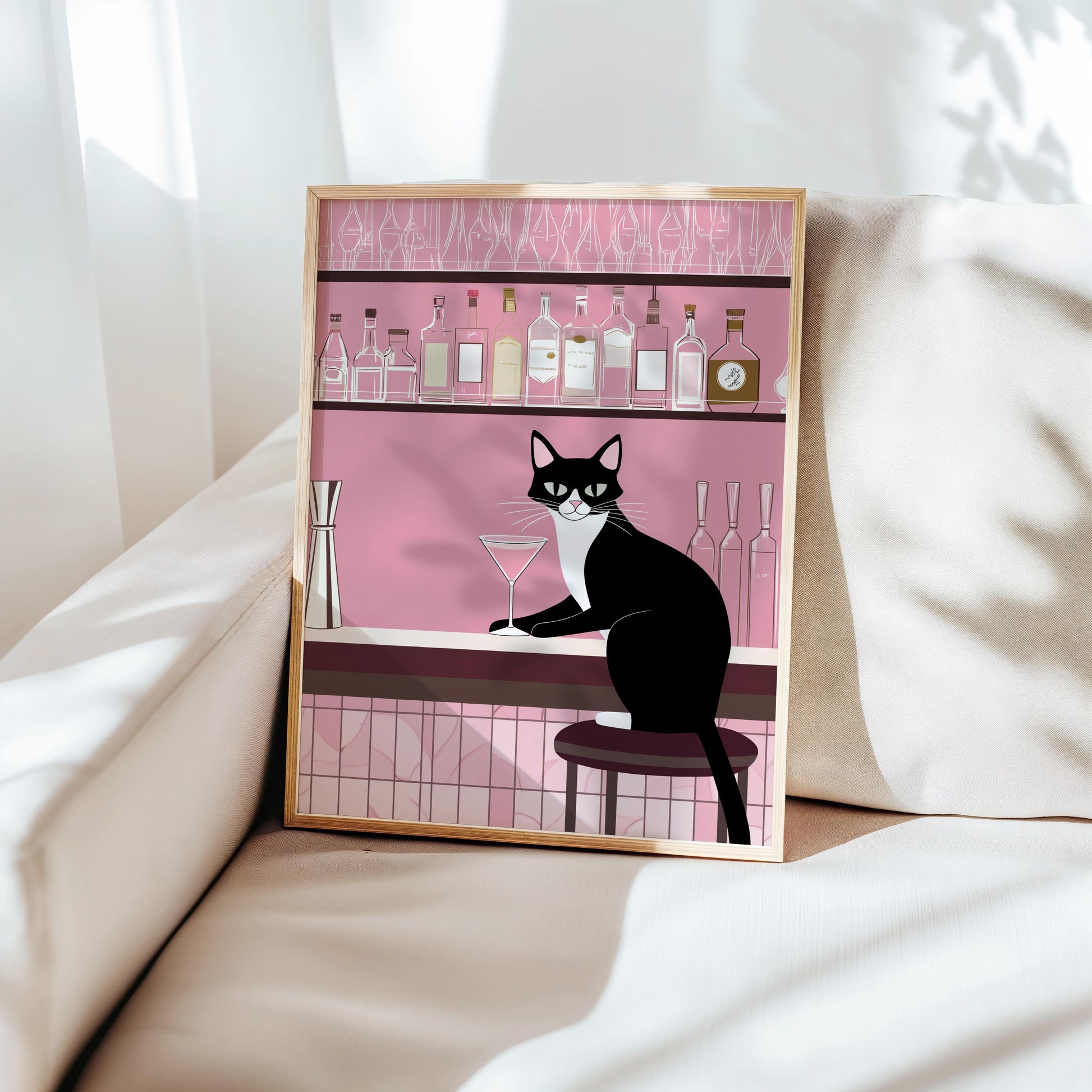 Martini Meow Print | Cat wall art by Nine Lives Tribe
