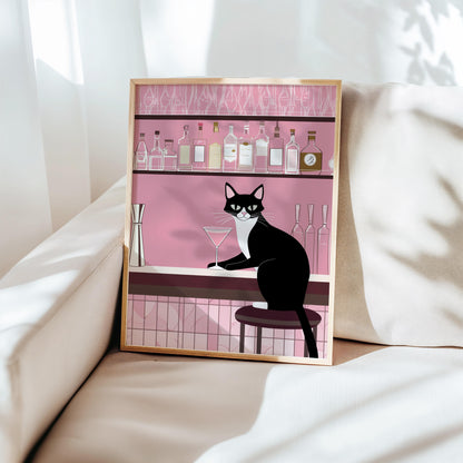 Martini Meow Print | Cat wall art by Nine Lives Tribe