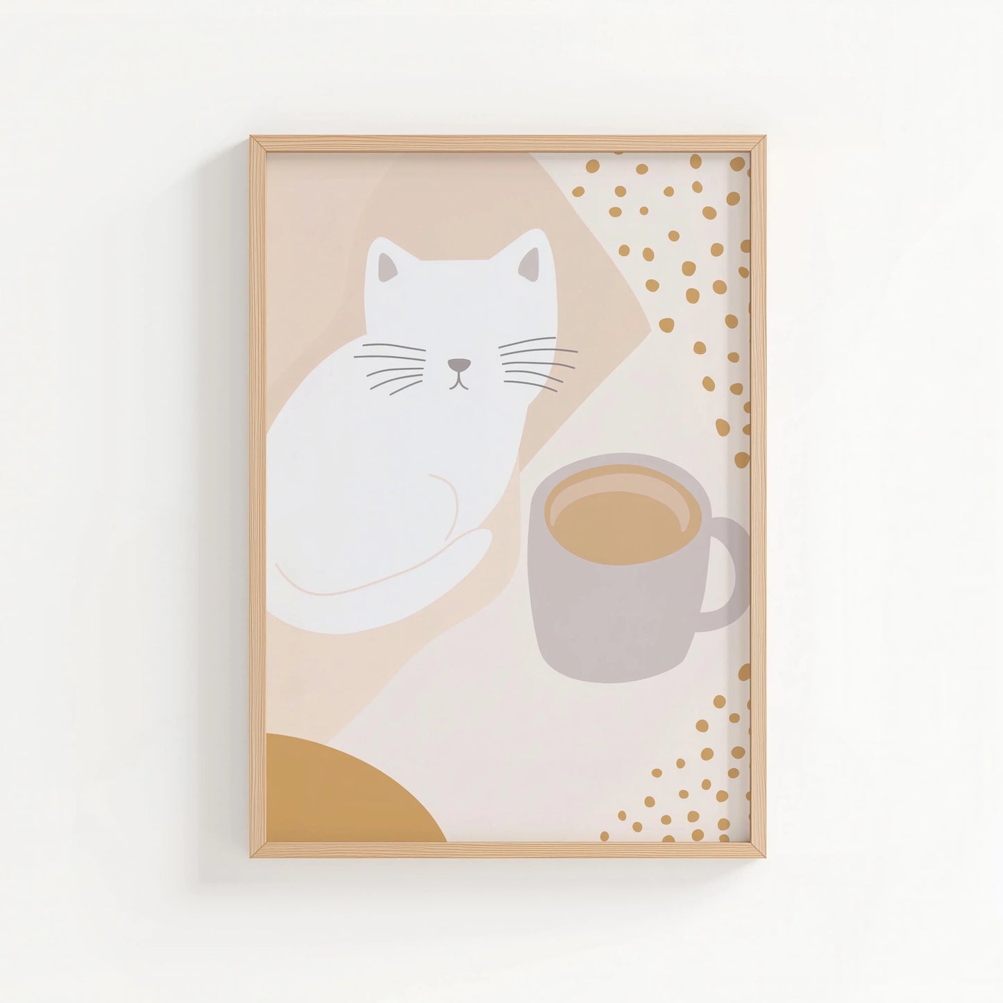 Abstract Cat & Coffee Print | Cat wall art by Nine Lives Tribe
