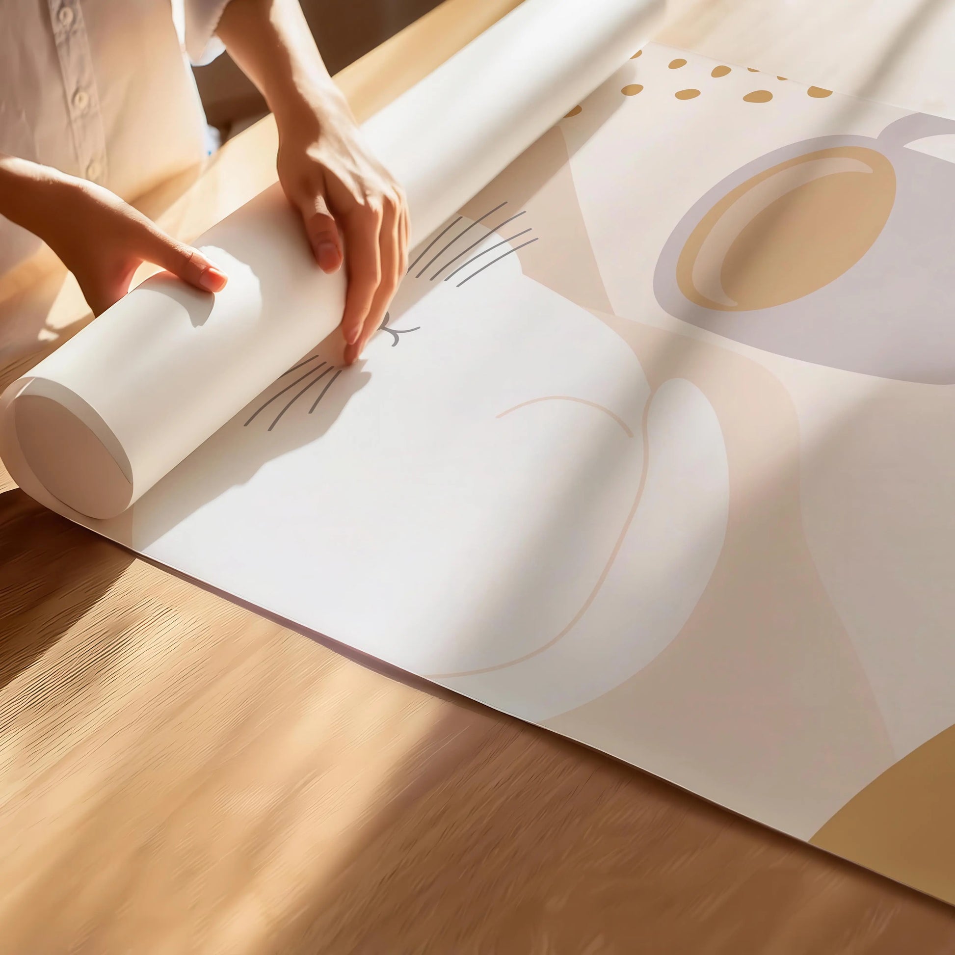 Abstract Cat & Coffee Print | Cat wall art by Nine Lives Tribe