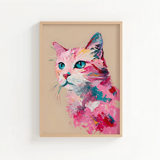 Colour Pop Cat Art Print | Cat wall art by Nine Lives Tribe
