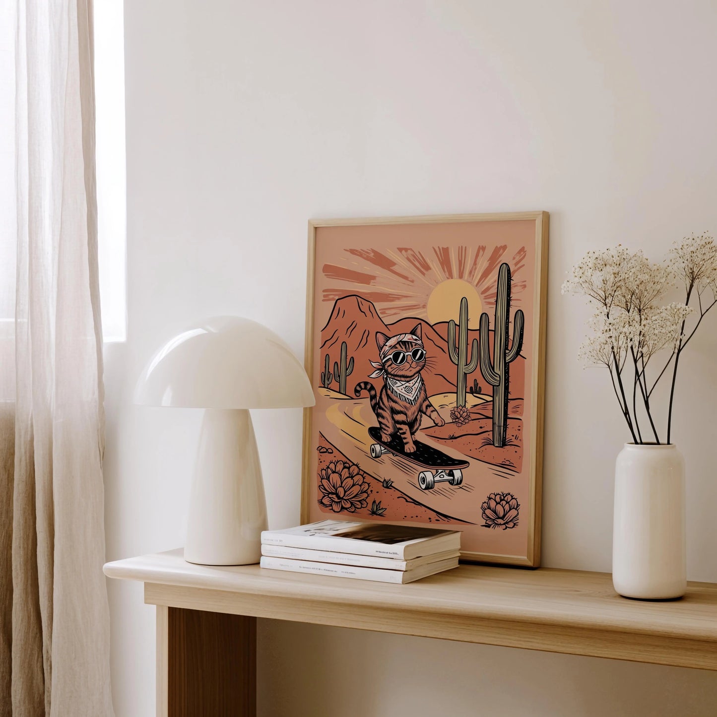 Sunset Skater Cat Print - Nine Lives Tribe