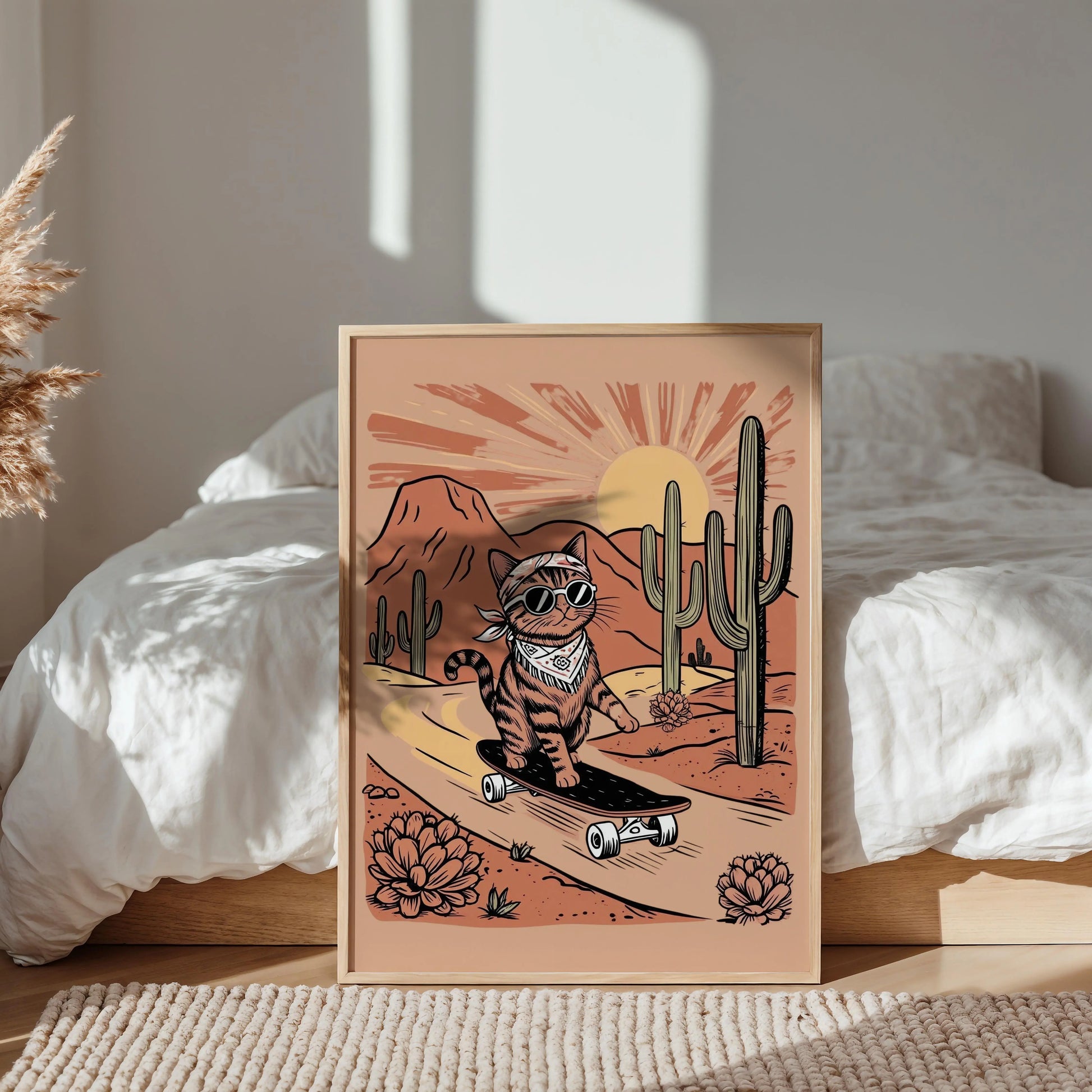 Sunset Skater Cat Print - Nine Lives Tribe