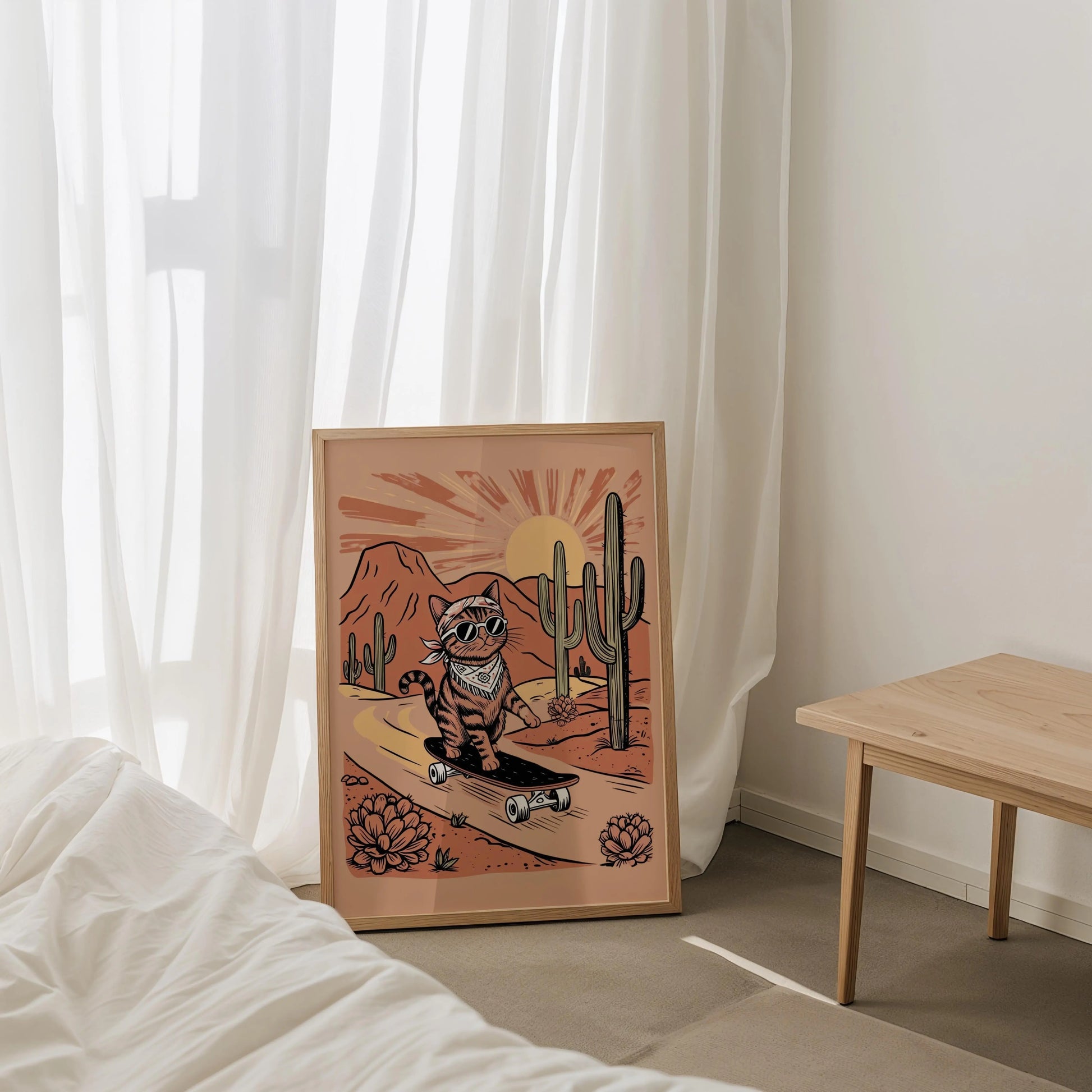 Sunset Skater Cat Print - Nine Lives Tribe
