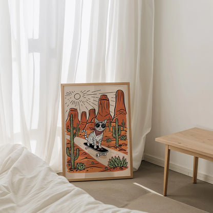 Desert Skating Cat Print - Nine Lives Tribe