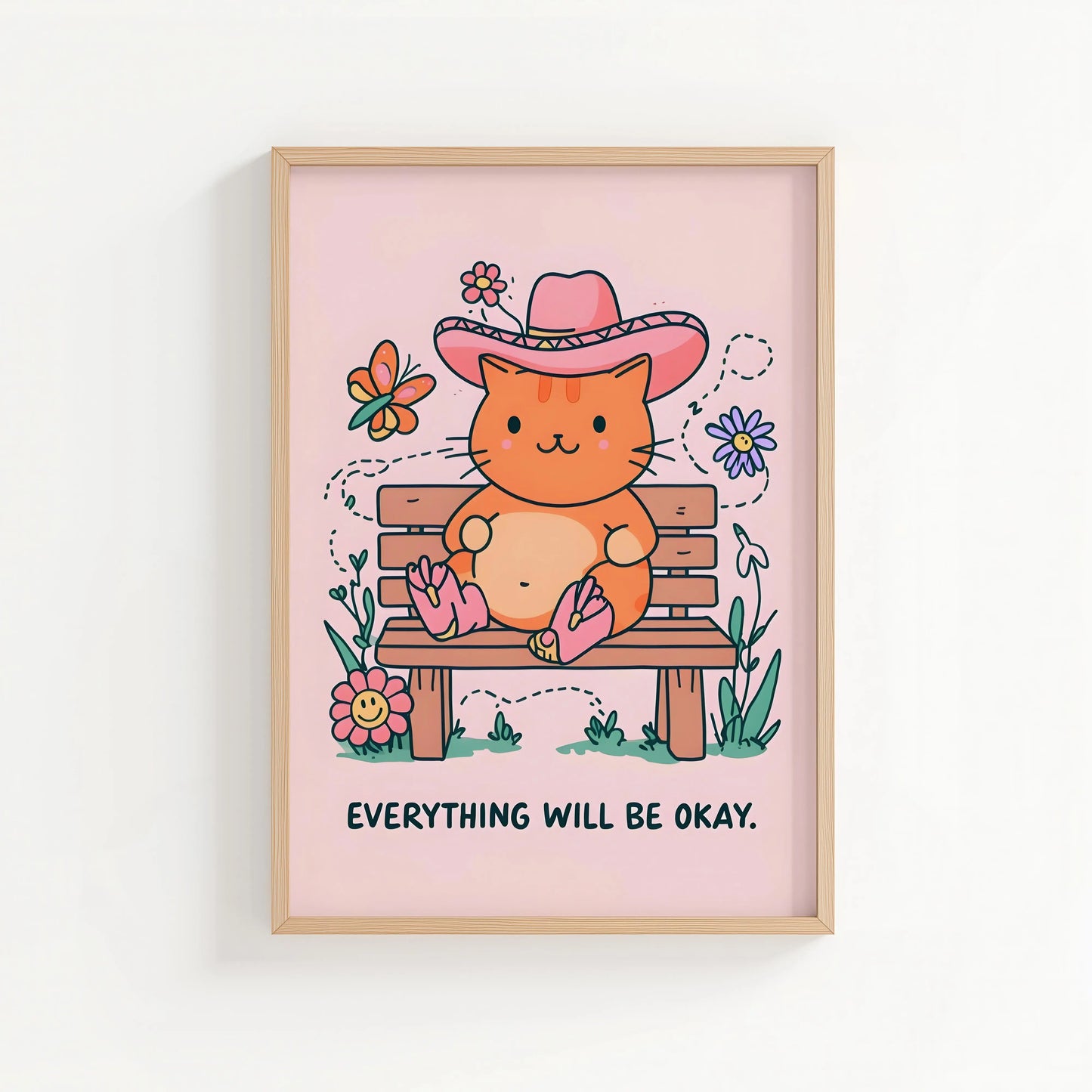 'Everything Will Be Okay' Print | Cat wall art by Nine Lives Tribe