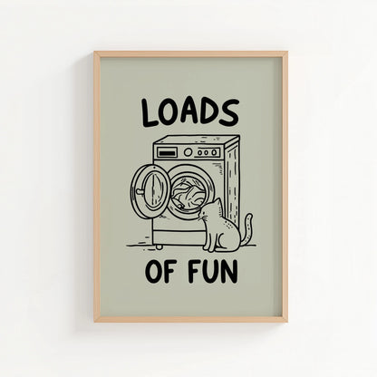 Loads of Fun Laundry Print | Cat wall art by Nine Lives Tribe