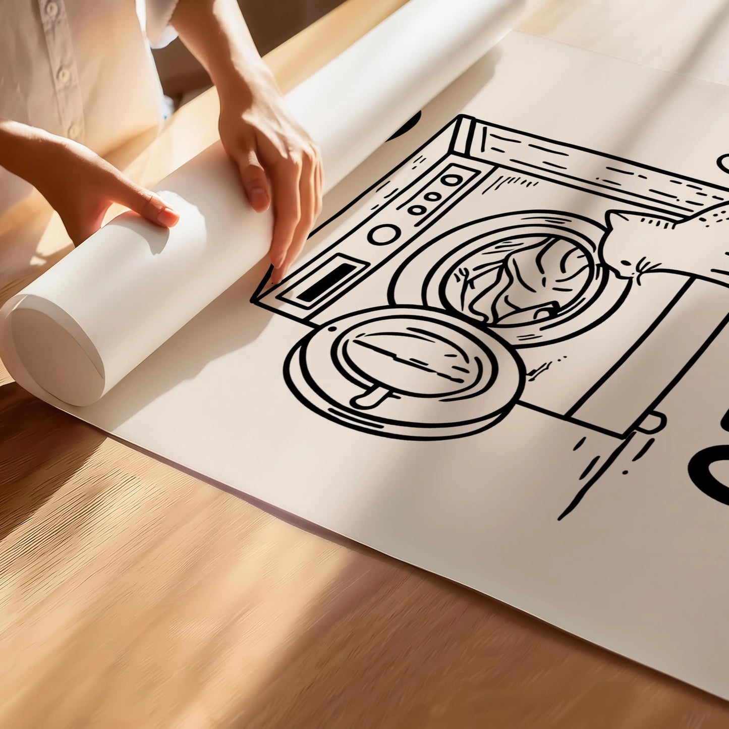 Loads of Fun – Classic Black & White Cat Laundry Print | Cat wall art by Nine Lives Tribe