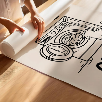 Loads of Fun – Classic Black & White Cat Laundry Print | Cat wall art by Nine Lives Tribe