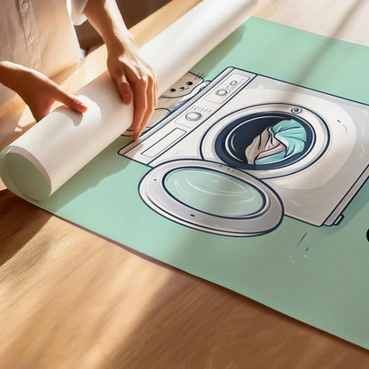 Loads of Fun – Mint Green Cat Laundry Print | Cat wall art by Nine Lives Tribe