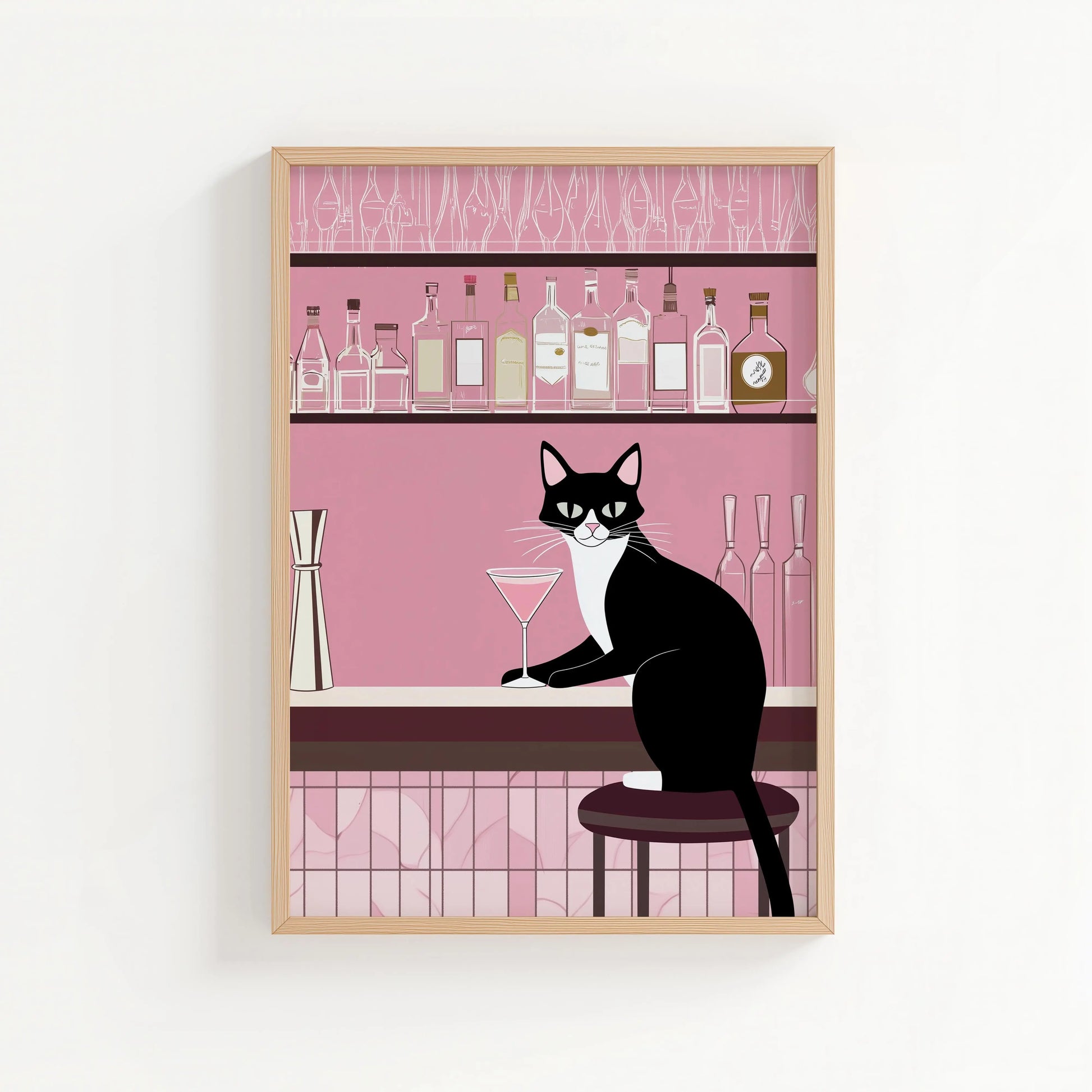 Martini Meow Print | Cat wall art by Nine Lives Tribe
