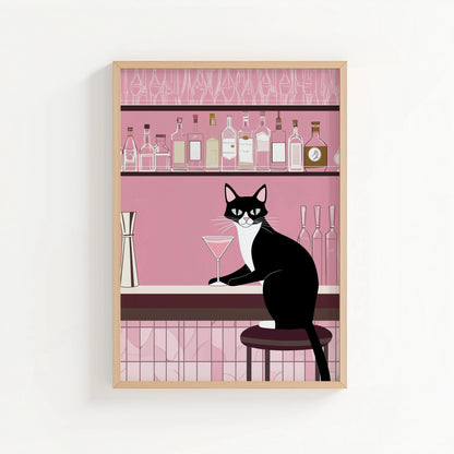 Martini Meow Print | Cat wall art by Nine Lives Tribe
