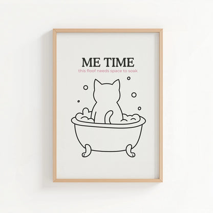 'Me Time' Bathroom Print | Cat wall art by Nine Lives Tribe