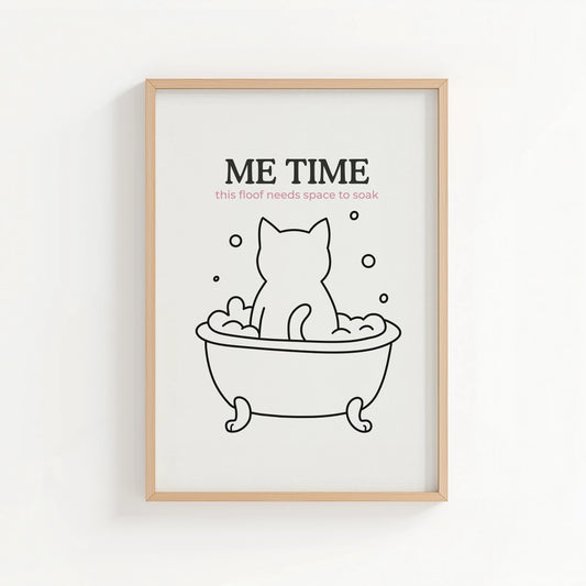 'Me Time' Bathroom Print | Cat wall art by Nine Lives Tribe
