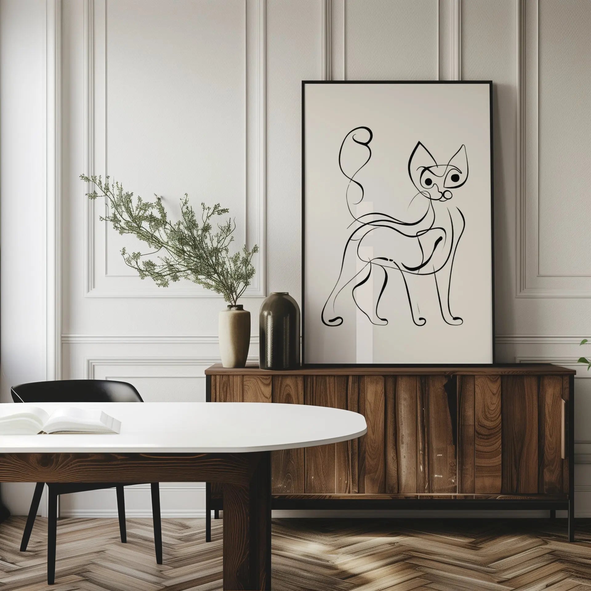Minimalist Line Art Cat Print | Cat wall art by Nine Lives Tribe