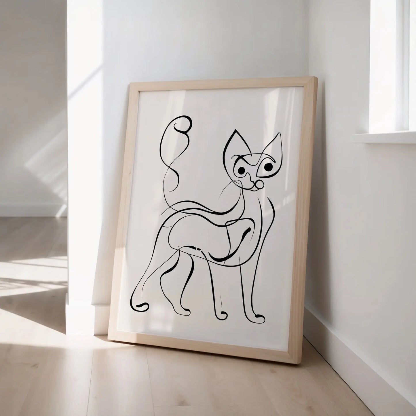 Minimalist Line Art Cat Print | Cat wall art by Nine Lives Tribe