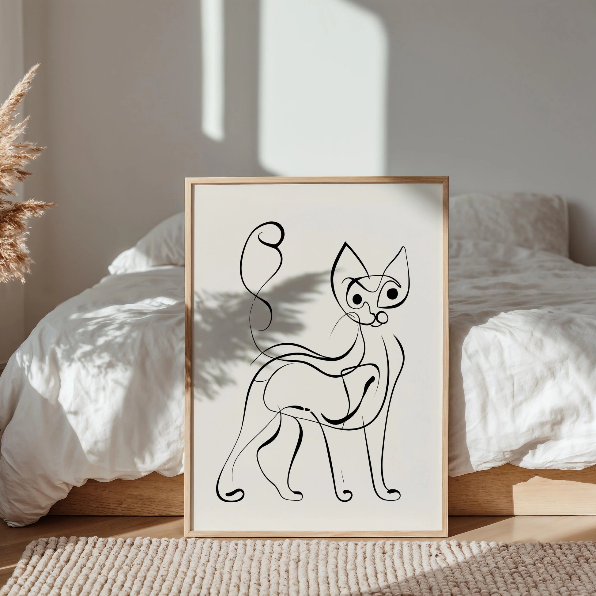 Minimalist Line Art Cat Print | Cat wall art by Nine Lives Tribe