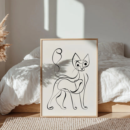 Minimalist Line Art Cat Print | Cat wall art by Nine Lives Tribe