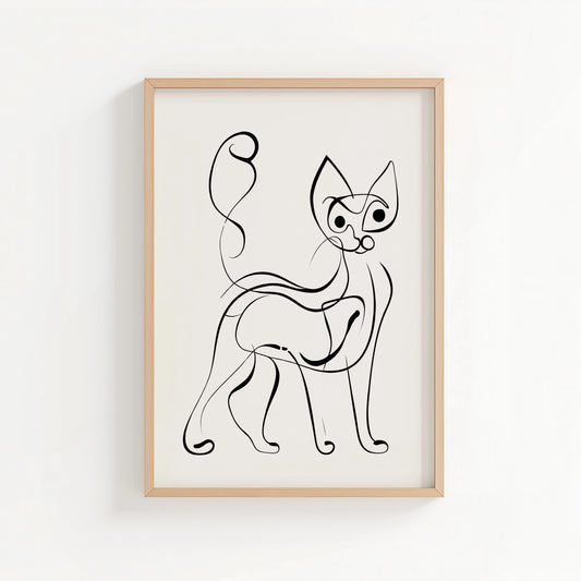 Minimalist Line Art Cat Print | Cat wall art by Nine Lives Tribe