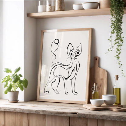 Minimalist Line Art Cat Print | Cat wall art by Nine Lives Tribe