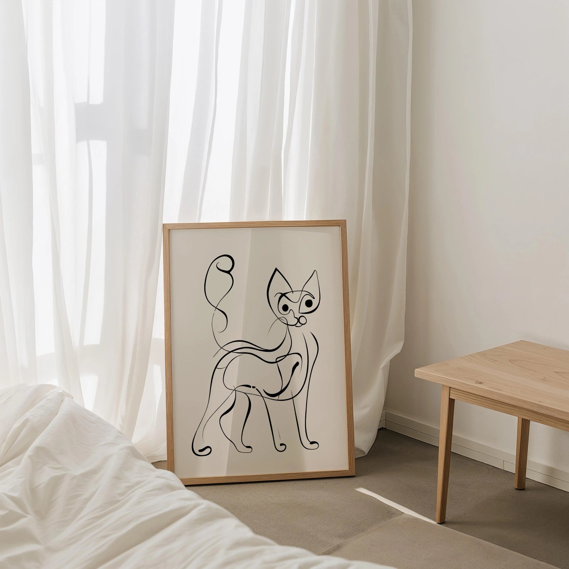 Minimalist Line Art Cat Print | Cat wall art by Nine Lives Tribe