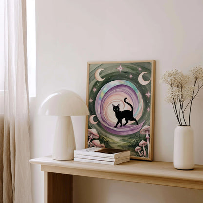 Mystic Moon Cat Print - Nine Lives Tribe