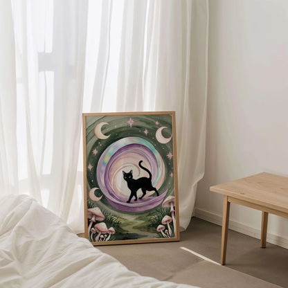 Mystic Moon Cat Print - Nine Lives Tribe
