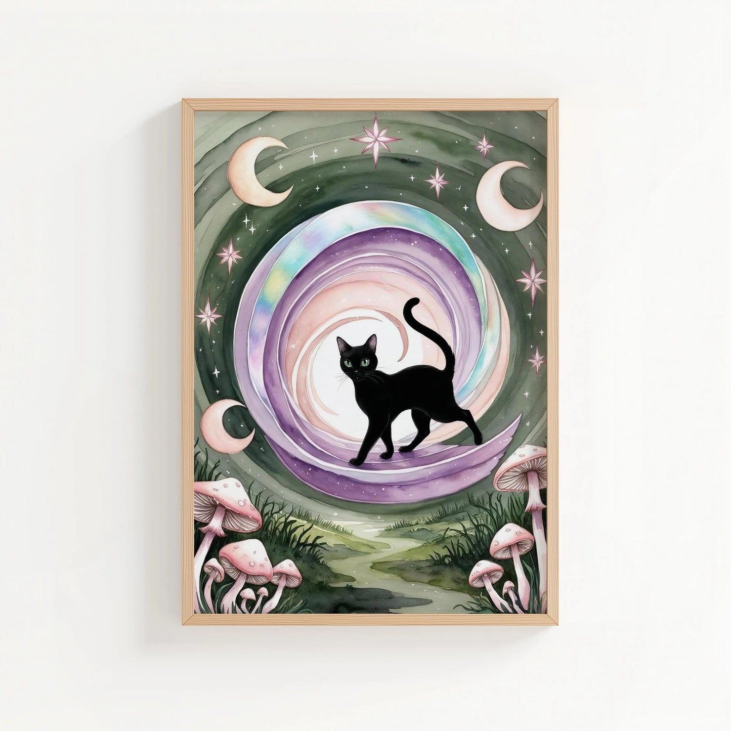 Mystic Moon Cat Print | Cat wall art by Nine Lives Tribe