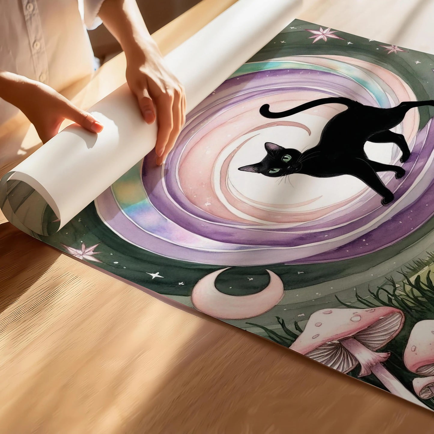 Mystic Moon Cat Print | Cat wall art by Nine Lives Tribe