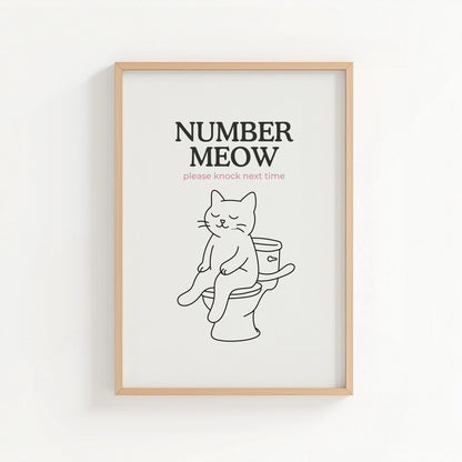 'Number Meow' Bathroom Print | Cat wall art by Nine Lives Tribe