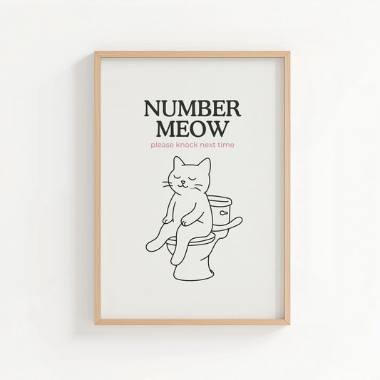 'Number Meow' Bathroom Print | Cat wall art by Nine Lives Tribe
