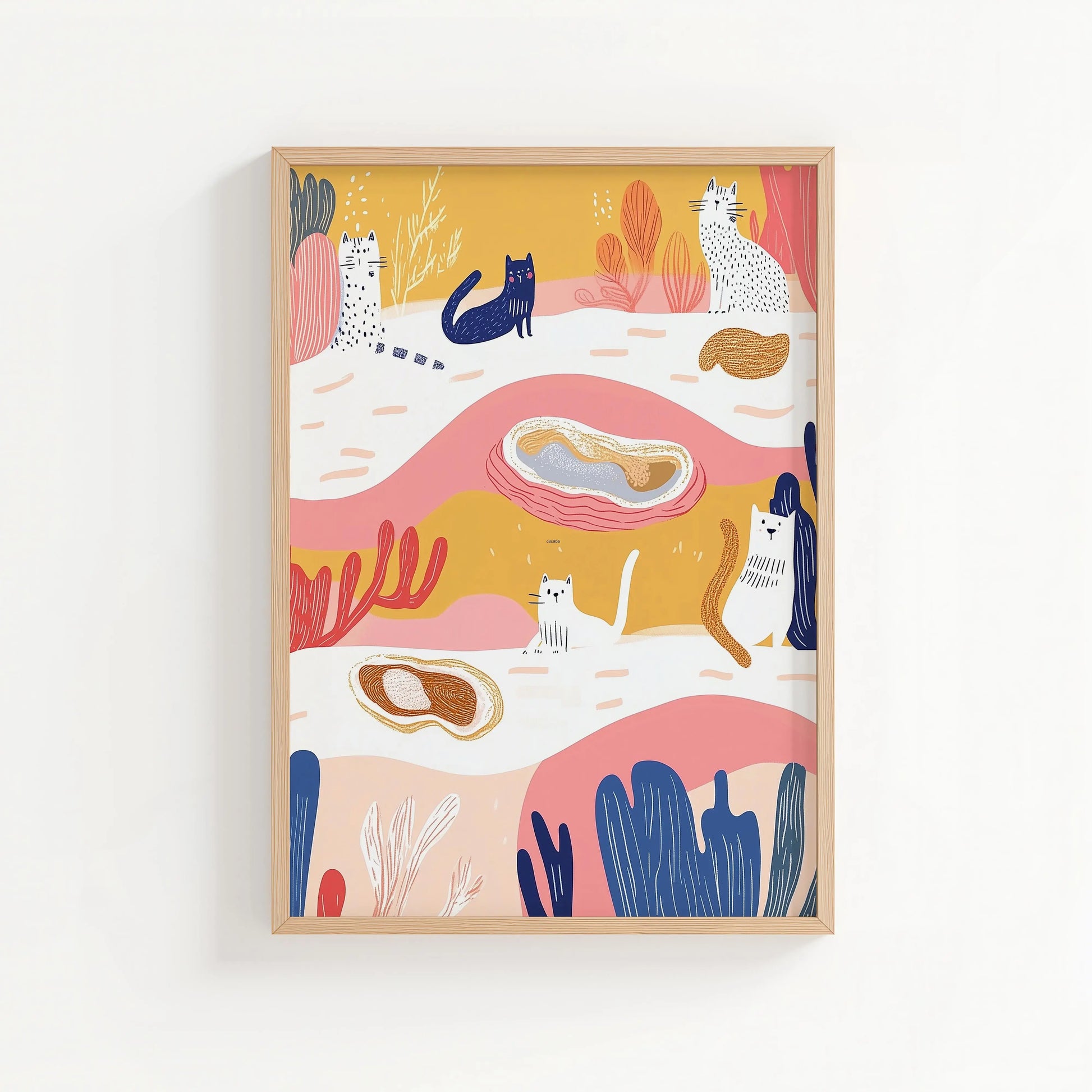 Oyster Cats Print | Cat wall art by Nine Lives Tribe