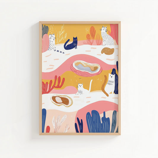 Oyster Cats Print | Cat wall art by Nine Lives Tribe