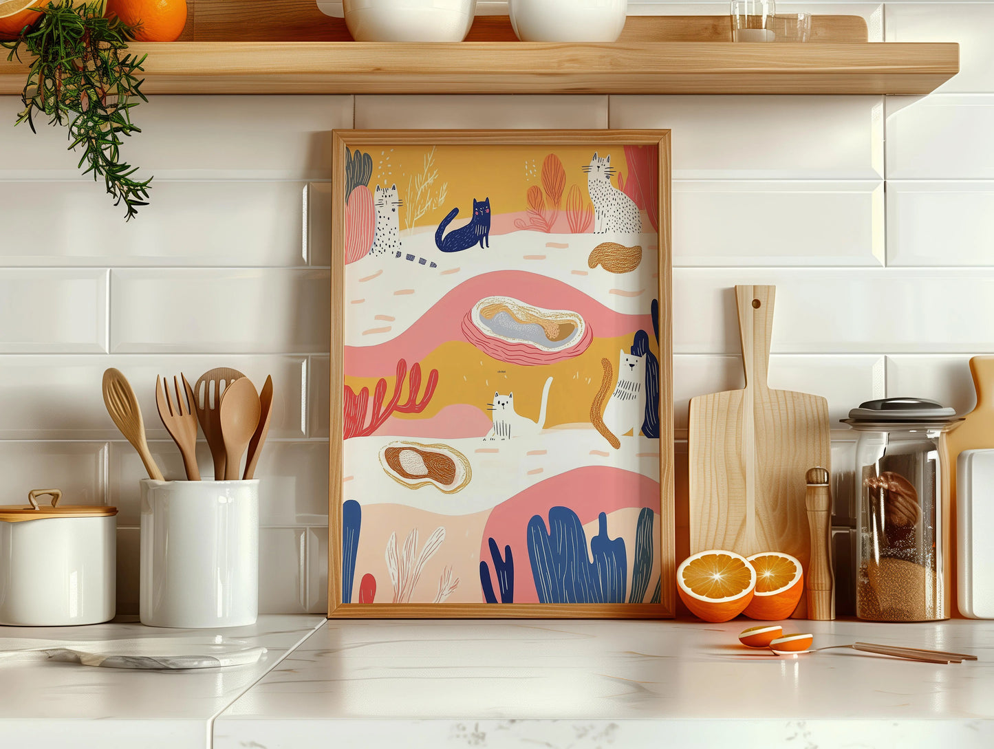 Oyster Cats Print | Cat wall art by Nine Lives Tribe