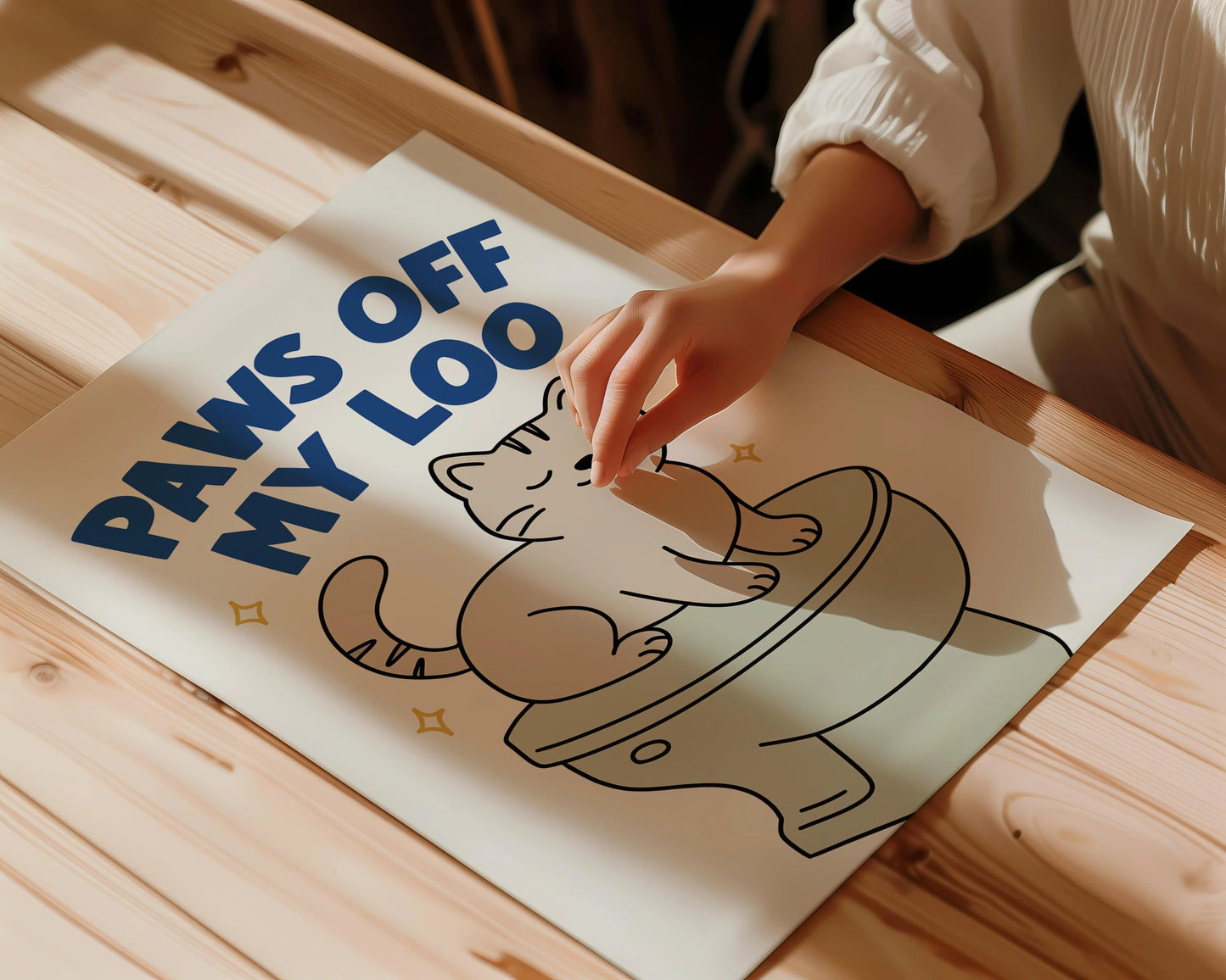 Paws Off My Loo Print | Cat wall art by Nine Lives Tribe