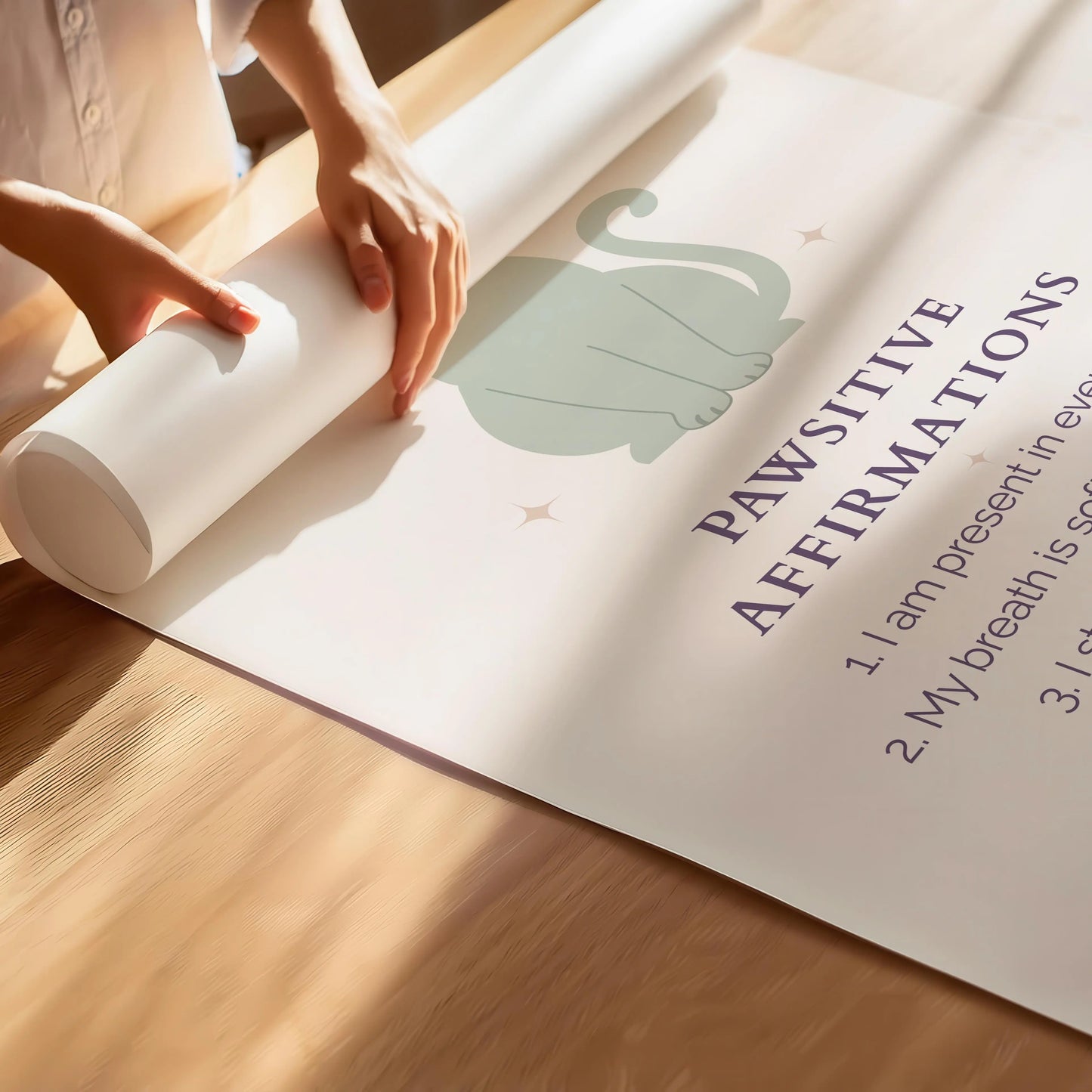 Pawsitive Affirmations Cat Print – Mindful & Calm | Cat wall art by Nine Lives Tribe