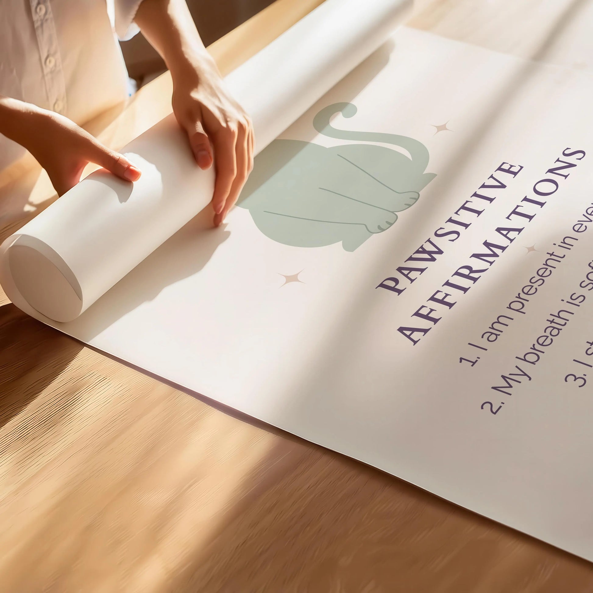 Pawsitive Affirmations Cat Print – Mindful & Calm | Cat wall art by Nine Lives Tribe