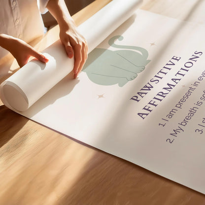 Pawsitive Affirmations Cat Print – Mindful & Calm | Cat wall art by Nine Lives Tribe