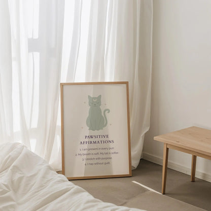 Pawsitive Affirmations Cat Print – Mindful & Calm | Cat wall art by Nine Lives Tribe