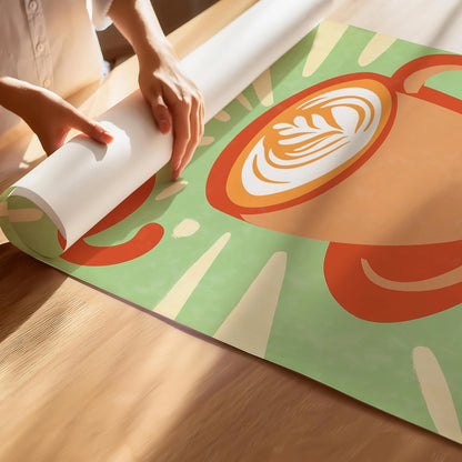 Retro Cat & Coffee Print | Cat wall art by Nine Lives Tribe