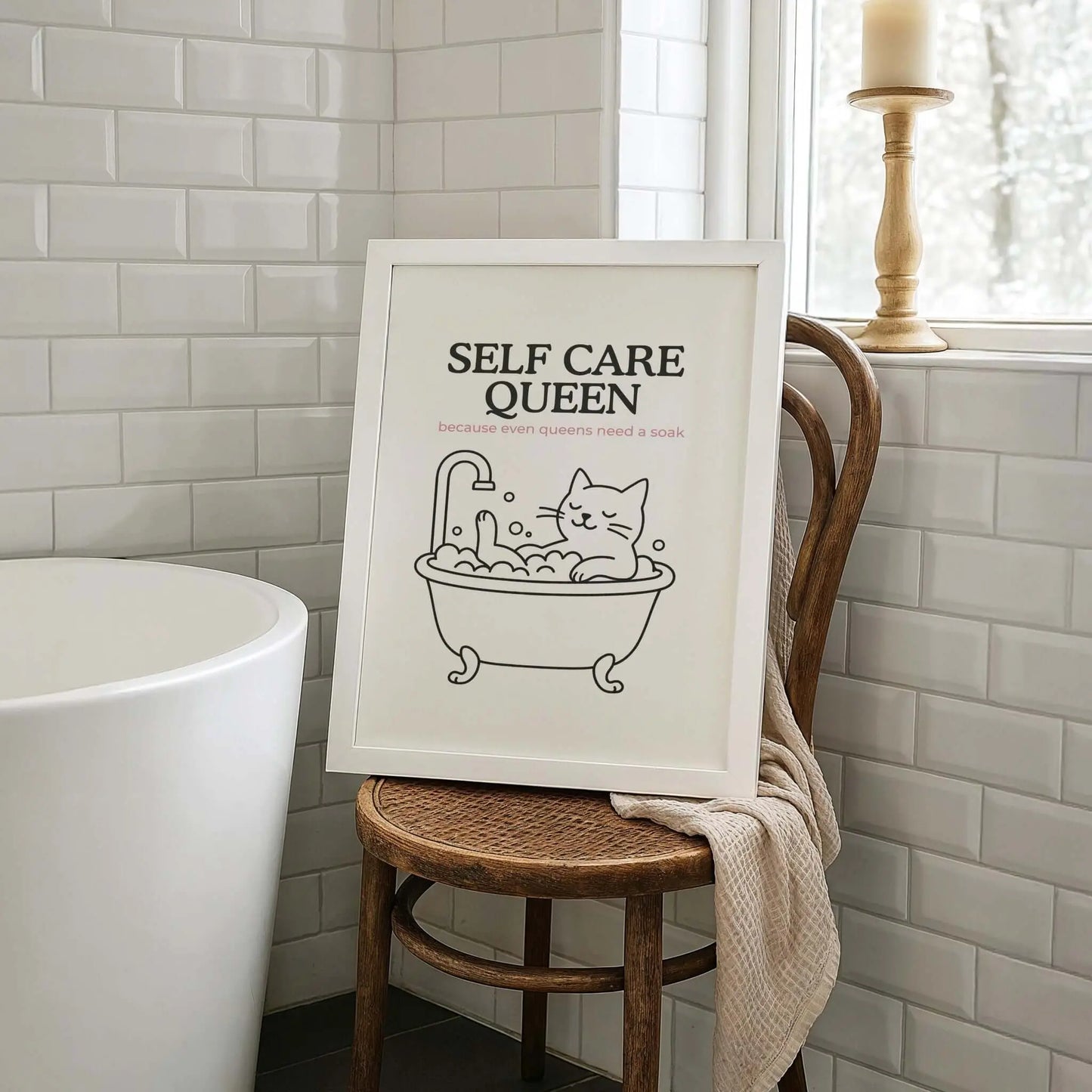 'Self Care Queen' Cat Print - Nine Lives Tribe