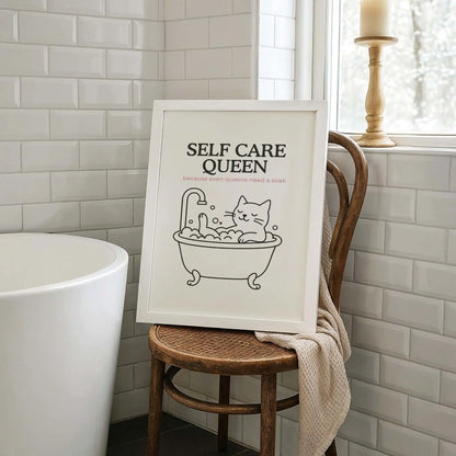 'Self Care Queen' Cat Print - Nine Lives Tribe