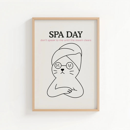 'Spa Day' Bathroom Print | Cat wall art by Nine Lives Tribe